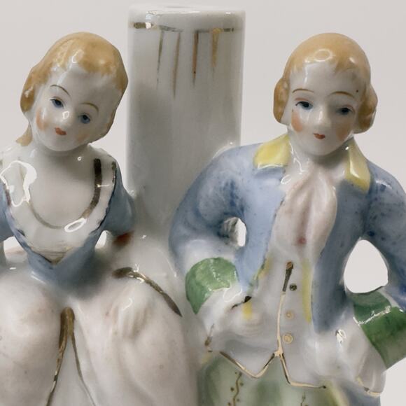 Occupied Japan Figurine 18th Century Couple Lamp Base Hand Painted 1945-1952 VTG - Picture 12 of 14